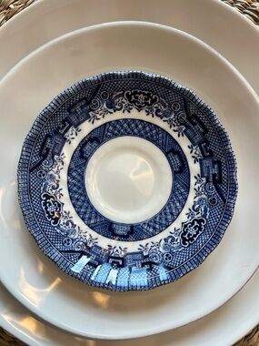Churchill “Willow Blue” Blue and White Saucers - Set of 4